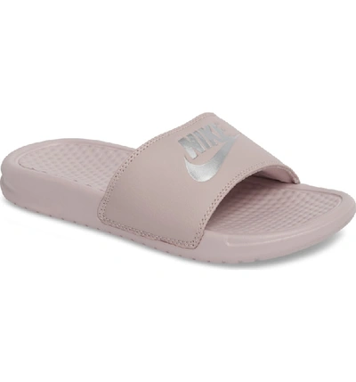 Shop Nike Benassi Jdi Slide Sandal In Particle Rose/ Metallic Gold