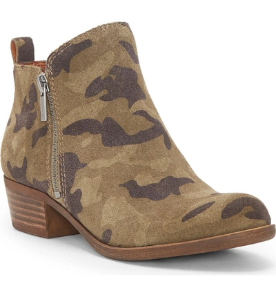 Shop Lucky Brand Basel Bootie In Camo Suede