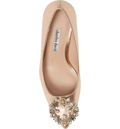 Shop Charles David Anina Crystal Embellished Pump In Rose Leather