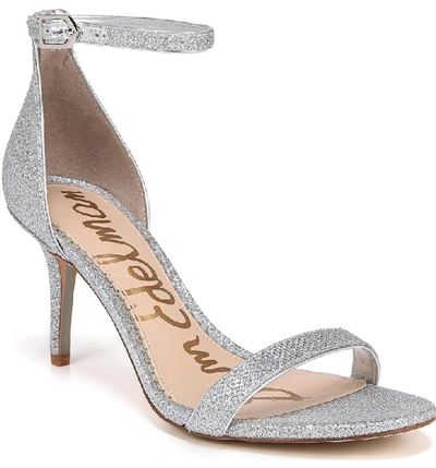 Shop Sam Edelman 'patti' Ankle Strap Sandal In Soft Silver Fabric