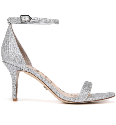 Shop Sam Edelman 'patti' Ankle Strap Sandal In Soft Silver Fabric