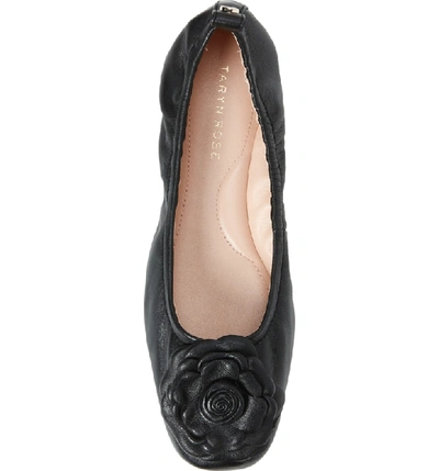 Shop Taryn Rose Rosalyn Ballet Flat In Black Leather