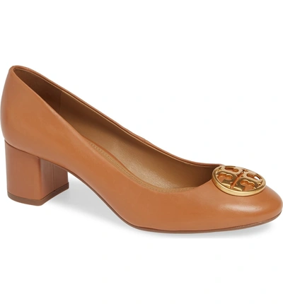 Tory Burch Logo-plaque Block Heel Pumps In Brown | ModeSens