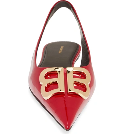 Shop Balenciaga Bb Slingback Flat In Red Patent