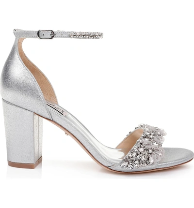 Badgley Mischka Finesse Embellished Ankle Strap Sandal In Silver ...