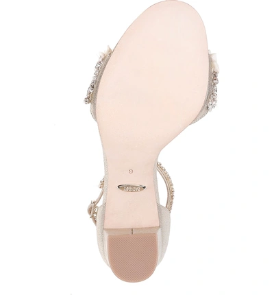 Shop Badgley Mischka Finesse Embellished Ankle Strap Sandal In Platino Metallic Satin