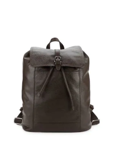 Shop Cole Haan Flap Leather Backpack In Java