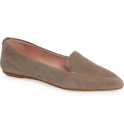 Shop Taryn Rose Faye Pointy Toe Loafer In Clay Suede