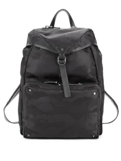 Shop Valentino Camouflage-print Backpack In Black