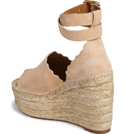 Shop Chloé Lauren Espadrille Wedge Sandal In Beige Suede