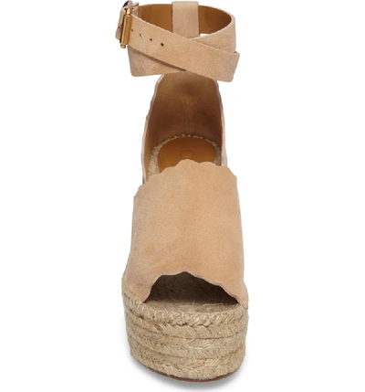 Shop Chloé Lauren Espadrille Wedge Sandal In Beige Suede