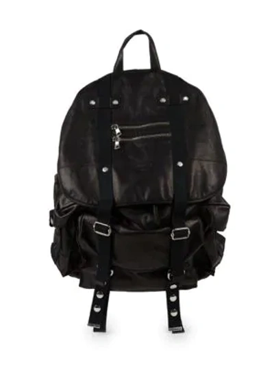 Shop Balmain Leather Satchel Backpack In Black