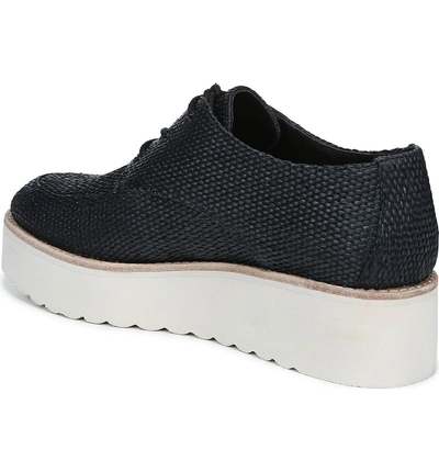 Shop Vince Zina Woven Platform Derby In Black Woven Raffia Fabric