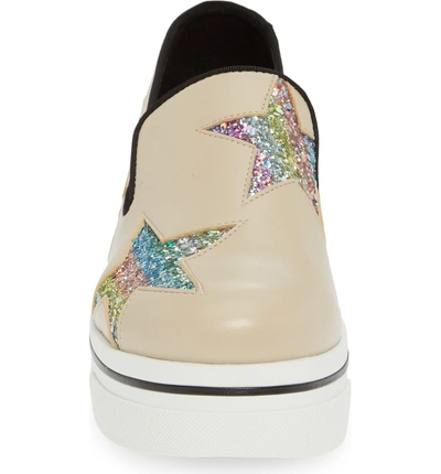 Shop Stella Mccartney Binx Stars Slip-on Platform Sneaker In Sand/ Rainbow