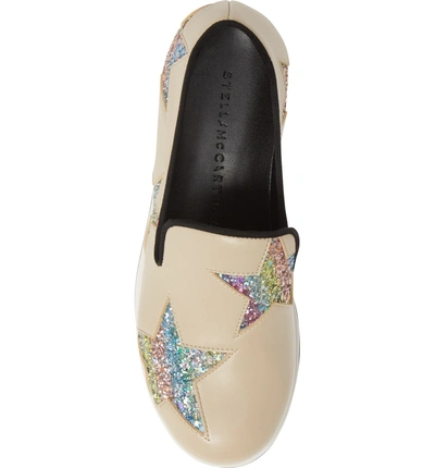 Shop Stella Mccartney Binx Stars Slip-on Platform Sneaker In Sand/ Rainbow