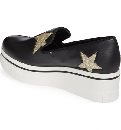 Shop Stella Mccartney Binx Stars Slip-on Platform Sneaker In Black/ Gold