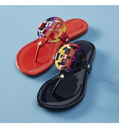 Tory Burch Miller Medallion Patent Leather Flat Thong Sandals In Dark  Redstone | ModeSens