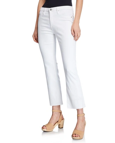 Shop Ag The Jodi Crop Flare-leg Jeans With Raw Hem In White