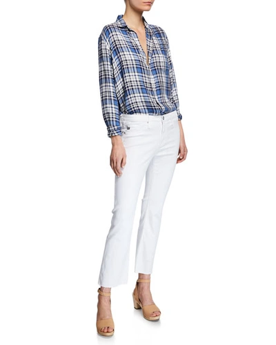 Shop Ag The Jodi Crop Flare-leg Jeans With Raw Hem In White