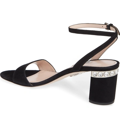 Shop Miu Miu Jewel Heel Embellished Sandal In Black