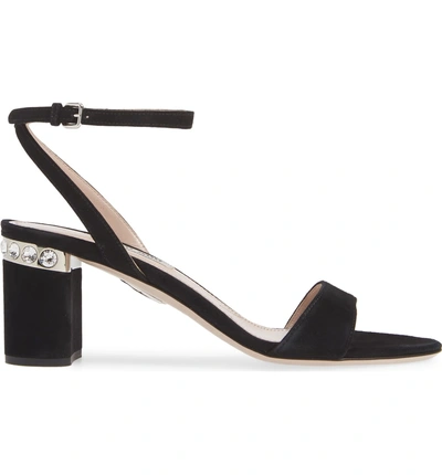 Shop Miu Miu Jewel Heel Embellished Sandal In Black