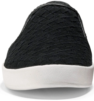 Shop Cole Haan Grandpro Spectator Woven Slip-on Sneaker In Black Suede/ Black Leather