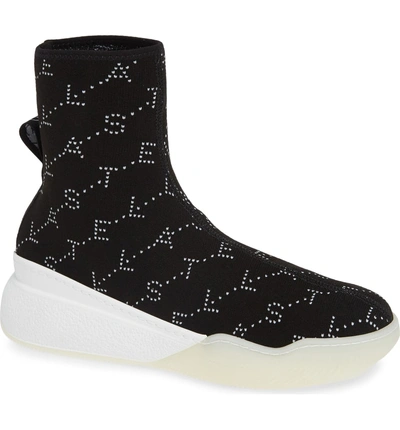 Shop Stella Mccartney Logo Slip-on Sock Sneaker In Black/ White
