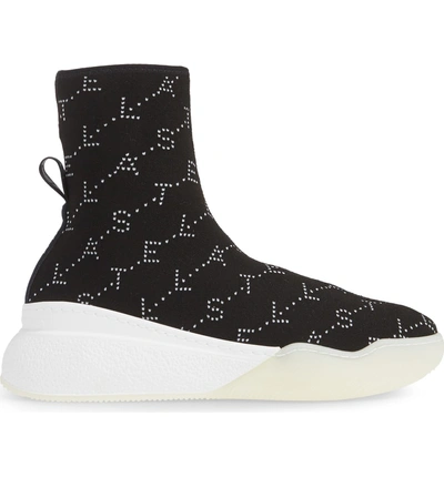 Shop Stella Mccartney Logo Slip-on Sock Sneaker In Black/ White