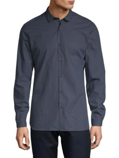 Shop The Kooples Printed Cotton Button-down Shirt In Navy