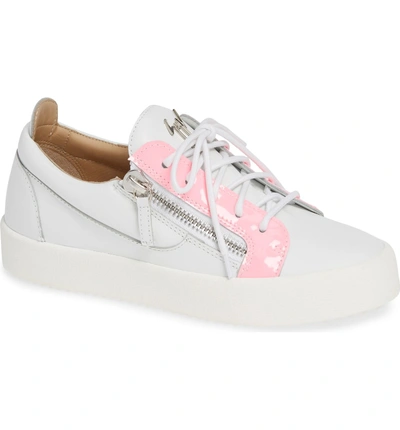 Shop Giuseppe Zanotti Low Top Sneaker In White/ Fuchsia