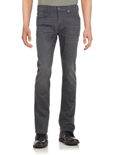 Shop 7 For All Mankind Slimmy Washed Five-pocket Jeans In Porter Grey