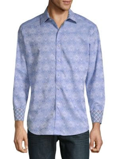 Shop Robert Graham Ector Printed Cotton Button-down Shirt In Blue