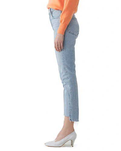 Shop Agolde Riley High-rise Straight Crop Stagger Jeans In Zephyr