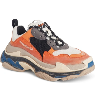 Shop Balenciaga Triple S Sneaker In Orange/ Grey/ Black