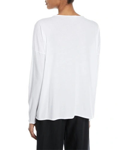 Shop Eskandar Long-sleeve Scoop-neck Lightweight T-shirt In White