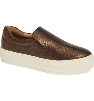 Shop Jslides Harry Slip-on Sneaker In Bronze Embossed Leather