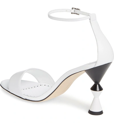 Shop Manolo Blahnik Leda Ankle Strap Sandal In White Leather