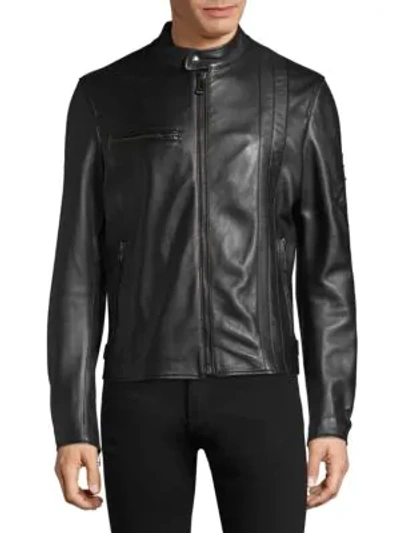 Shop Belstaff Hempston Leather Jacket In Black