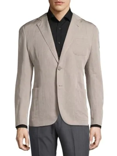 Shop Armani Collezioni Modern Fit Solid Linen-blend Sportcoat In Grey