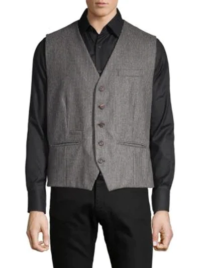 Shop Brunello Cucinelli Pinstripe Wool Vest In Grey