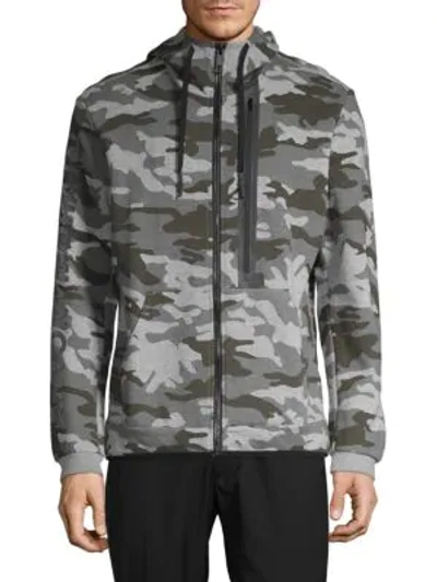 Shop Antony Morato Camouflage Fleece Hooded Jacket In Medium Grey