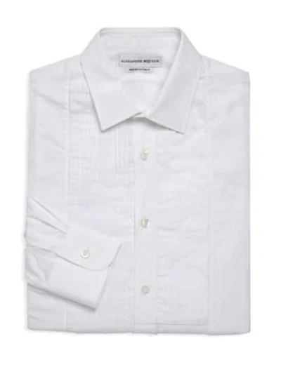 Shop Alexander Mcqueen Long-sleeve Pleated Front Shirt In White Multi