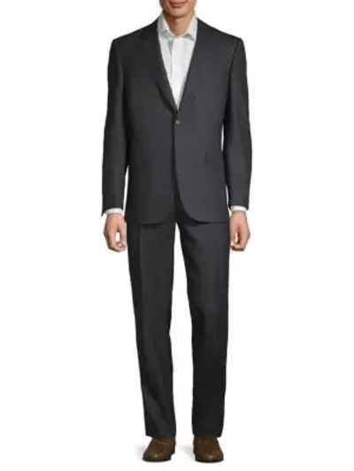 Shop Canali Slim-fit Classic Wool Suit In Grey