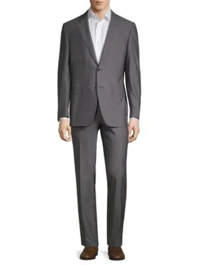 Shop Canali Slim-fit Super 150 Striped Wool Suit In Grey