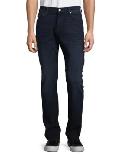 Shop 7 For All Mankind Luxe Performance Slimmy Slim Straight-leg Jeans In Dark Current
