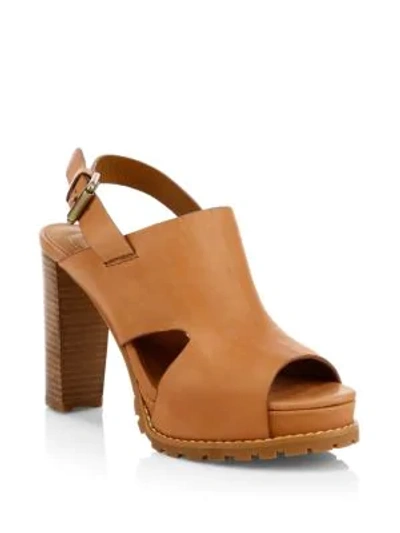 Shop See By Chloé Brooke Leather Platform Sandals In Rust Copper