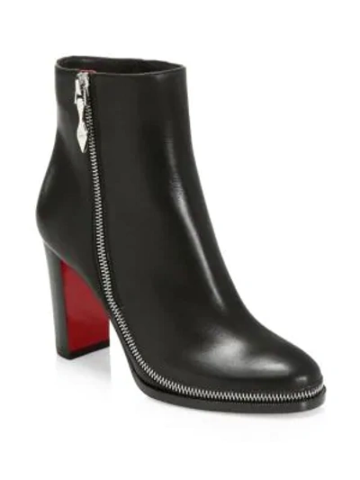 Shop Christian Louboutin Telezip Leather Ankle Boots In Black