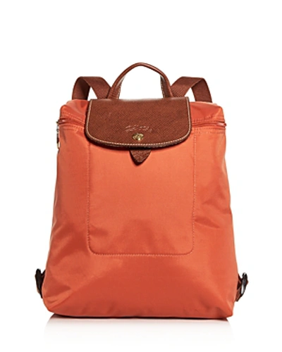 Shop Longchamp Le Pliage Nylon Backpack In Saffron/gold
