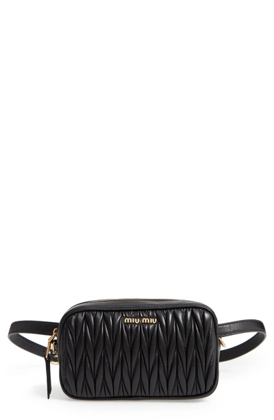 Shop Miu Miu Rider Matelasse Leather Belt Bag - Black In Nero