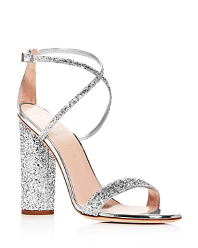 Shop Giuseppe Zanotti Women's Svamp Glitter Crisscross High-heel Sandals In Argento